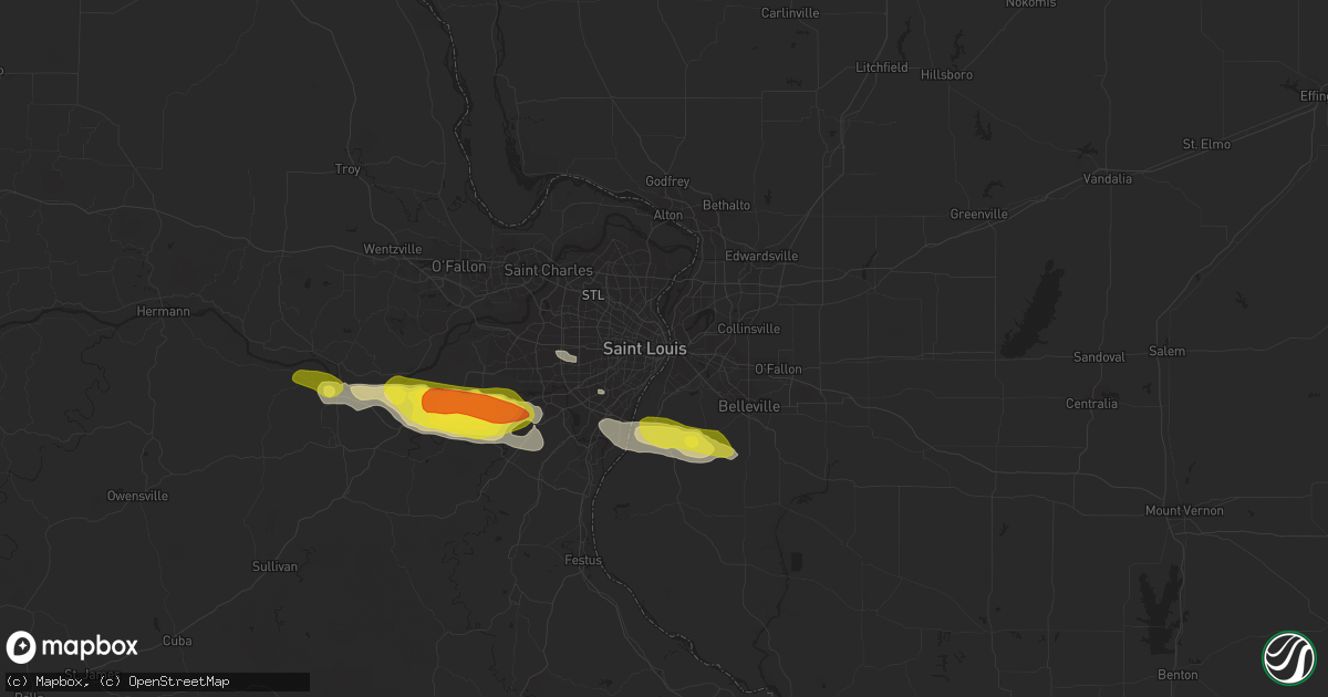 Hail map in Saint Louis, MO on May 14, 2019