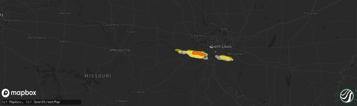 Hail map in Washington, MO on May 14, 2019