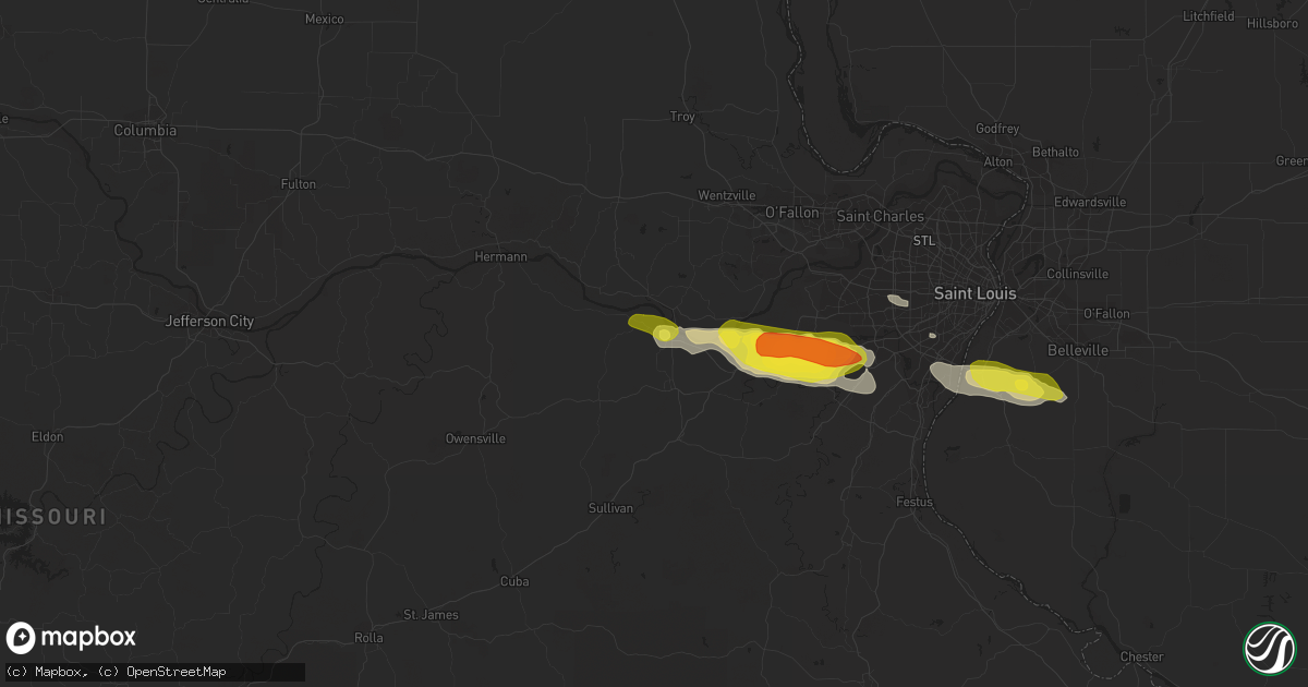 Hail map in Washington, MO on May 14, 2019