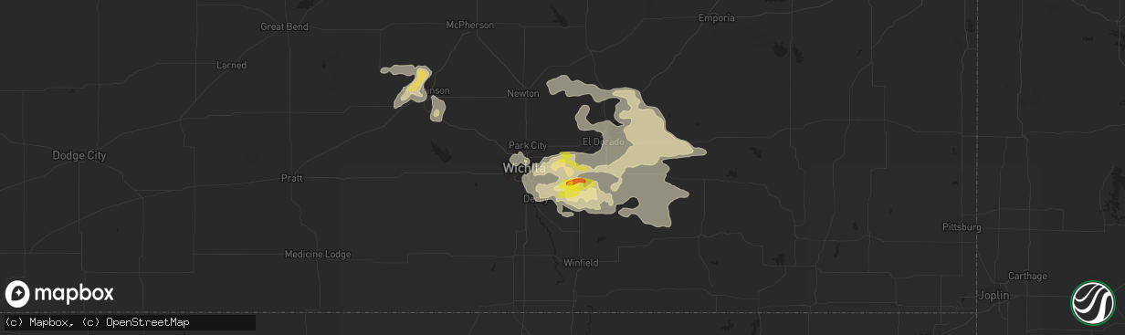 Hail map in Andover, KS on May 14, 2020