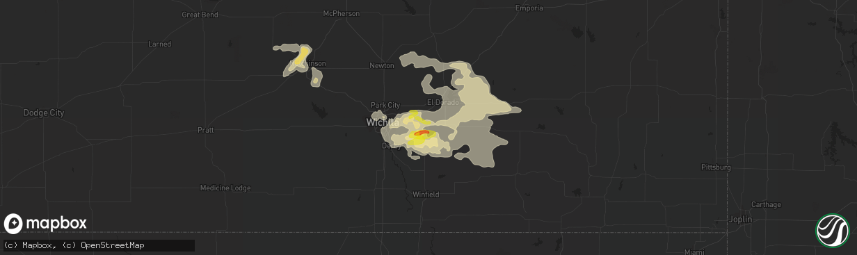 Hail map in Augusta, KS on May 14, 2020