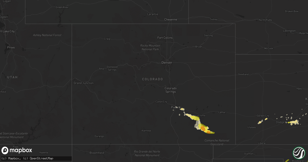Hail map in Colorado on May 14, 2020