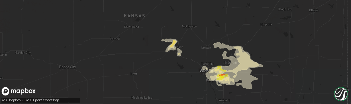 Hail map in Hutchinson, KS on May 14, 2020