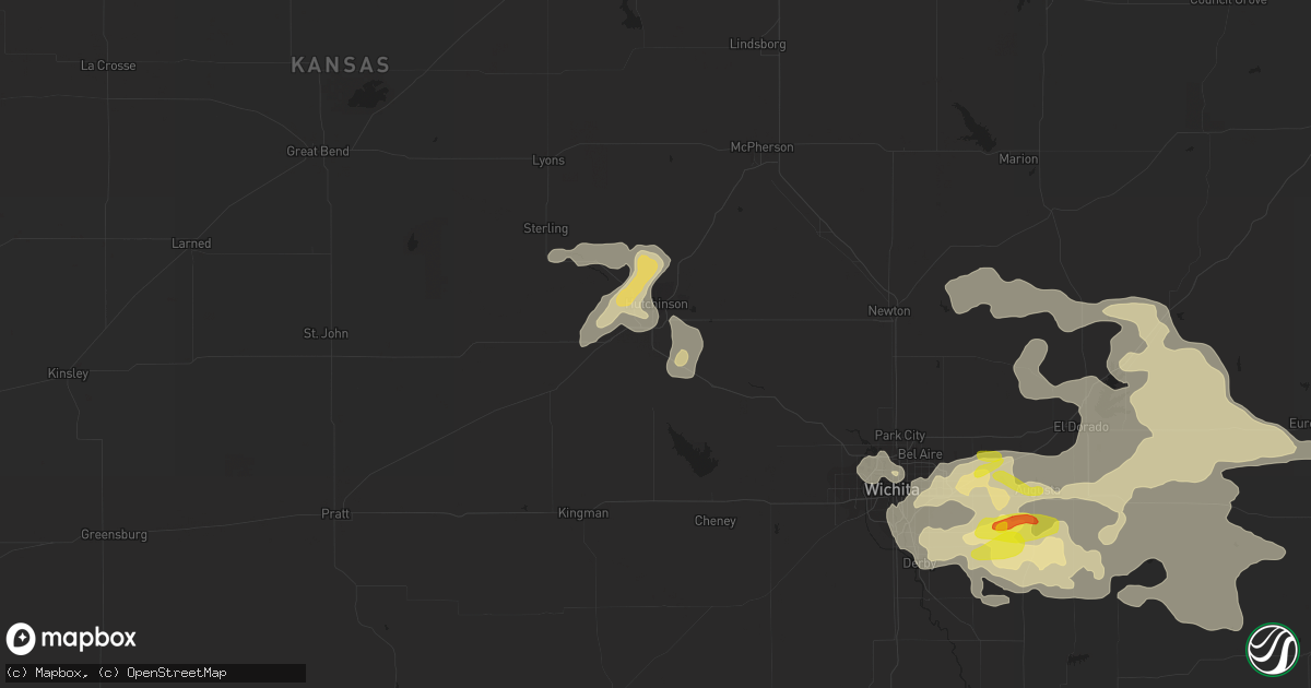Hail map in Hutchinson, KS on May 14, 2020