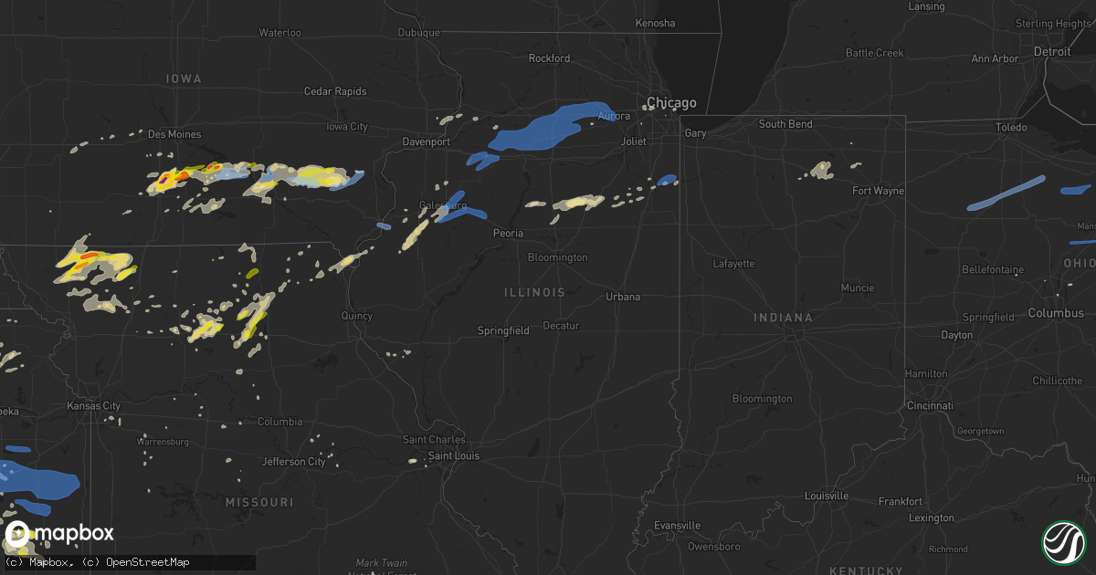Hail map in Illinois on May 14, 2020