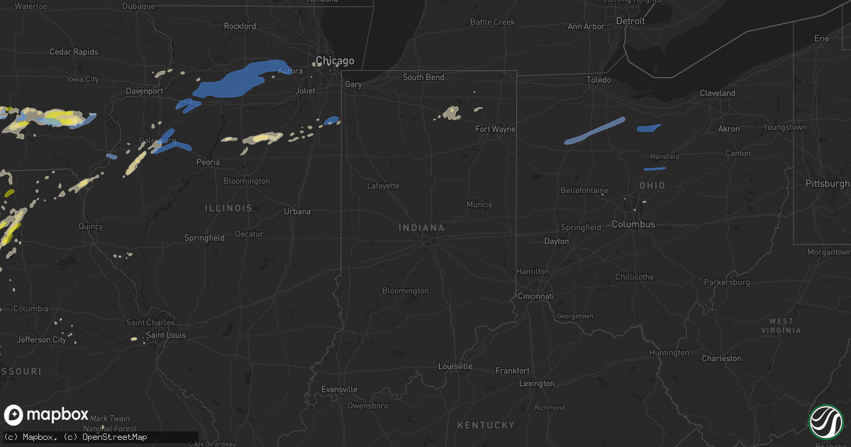 Hail map in Indiana on May 14, 2020