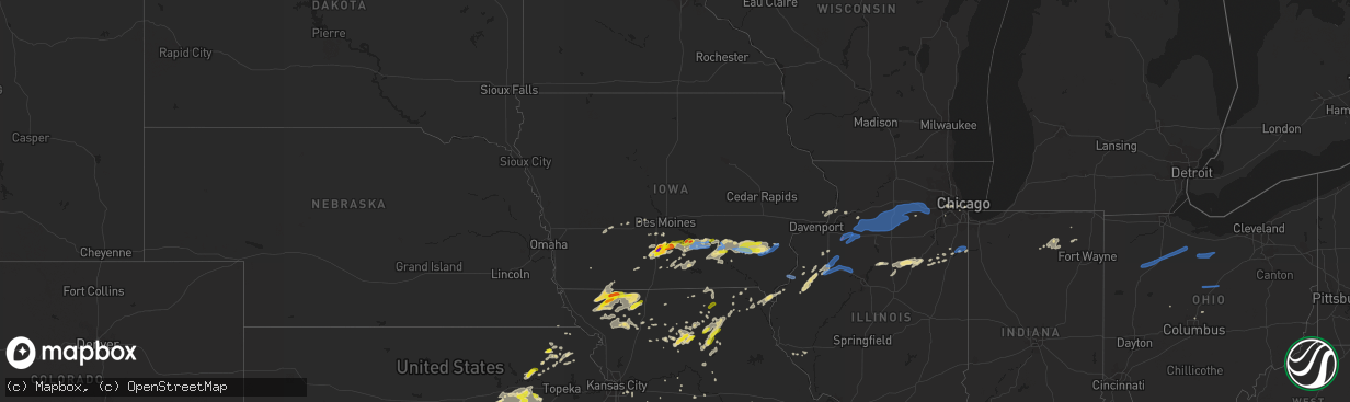 Hail map in Iowa on May 14, 2020