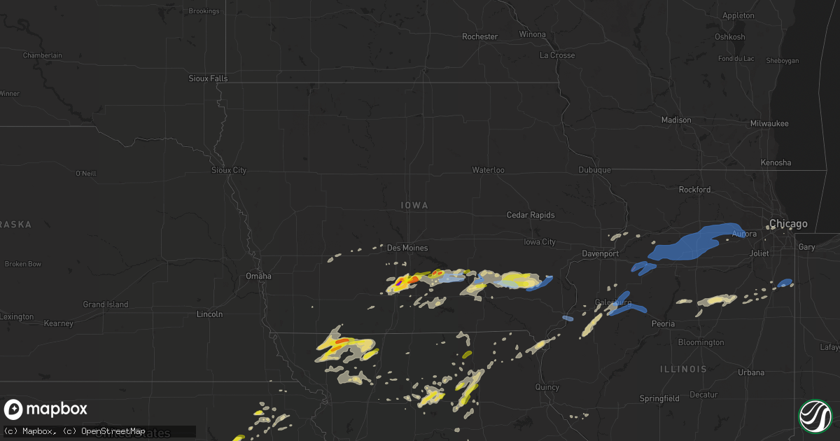 Hail map in Iowa on May 14, 2020