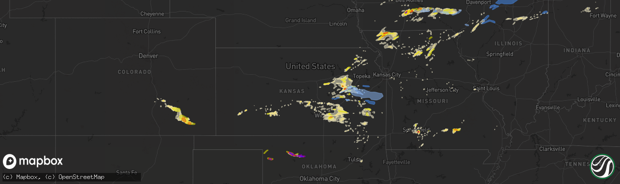 Hail map in Kansas on May 14, 2020