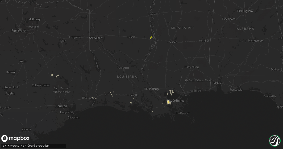 Hail map in Louisiana on May 14, 2020