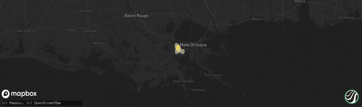 Hail map in Luling, LA on May 14, 2020