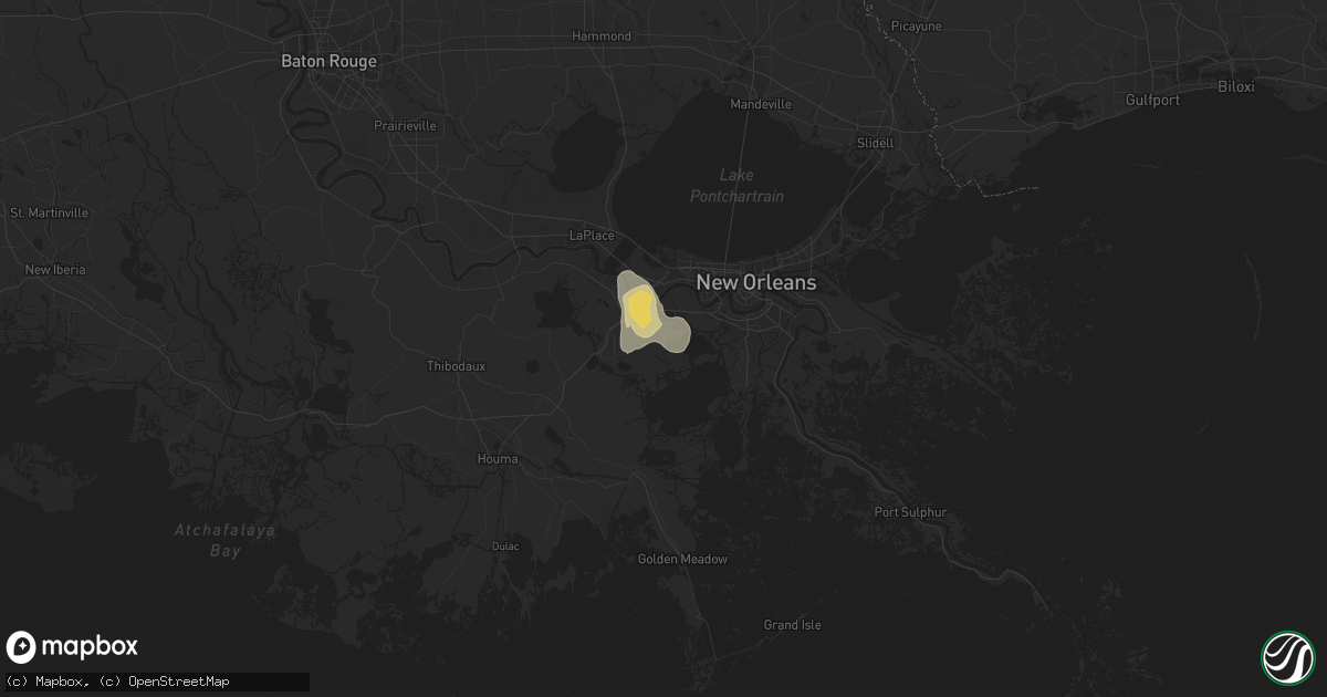 Hail map in Luling, LA on May 14, 2020