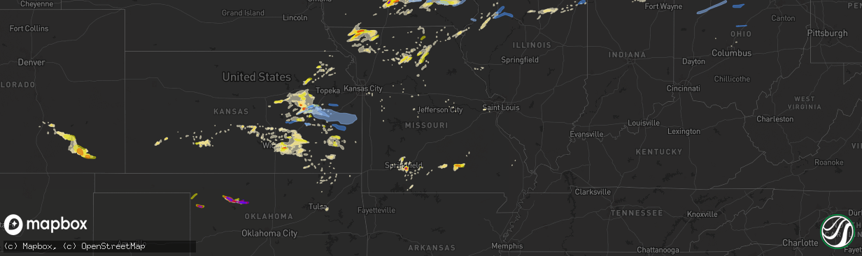 Hail map in Missouri on May 14, 2020