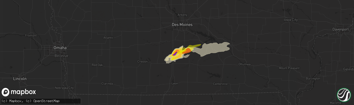 Hail map in New Virginia, IA on May 14, 2020