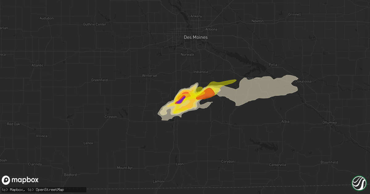 Hail map in New Virginia, IA on May 14, 2020
