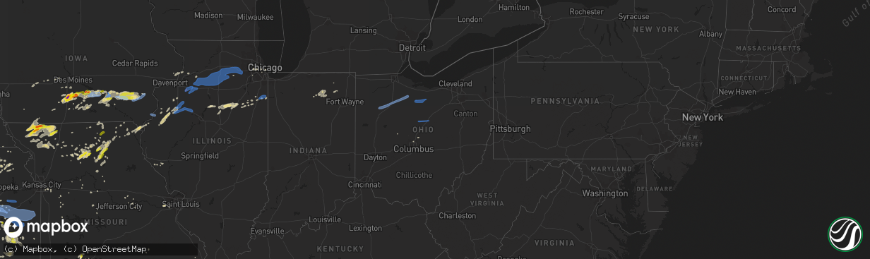 Hail map in Ohio on May 14, 2020