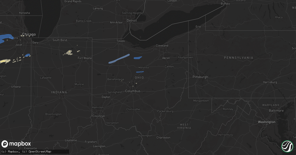 Hail map in Ohio on May 14, 2020