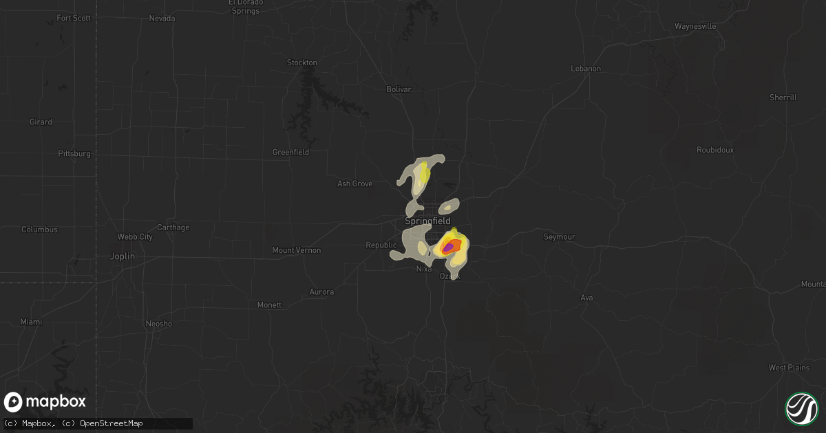 Hail map in Springfield, MO on May 14, 2020