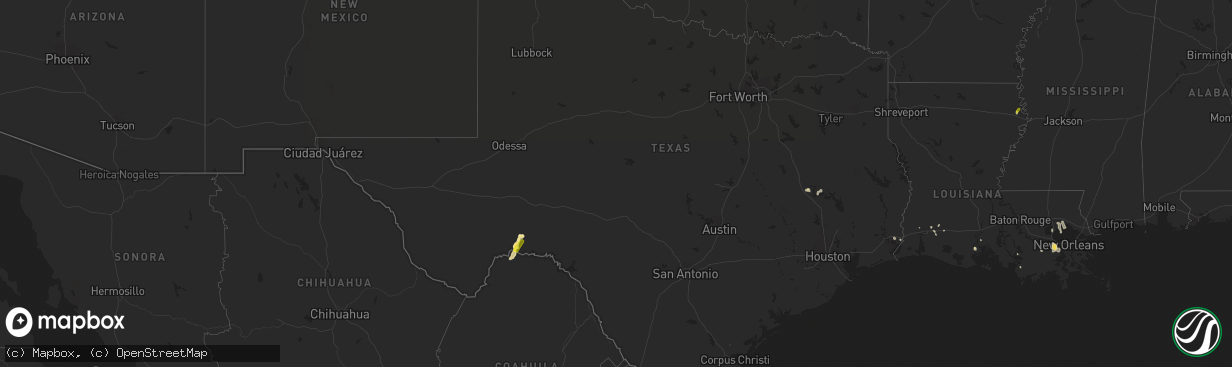 Hail map in Texas on May 14, 2020