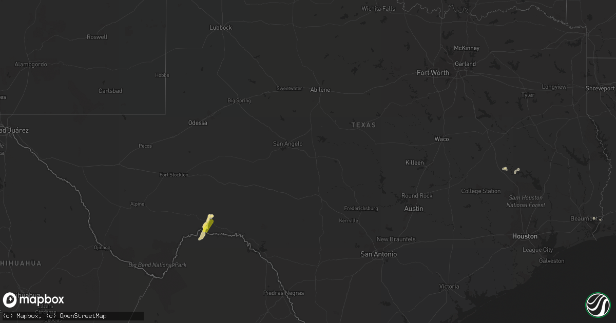 Hail map in Texas on May 14, 2020