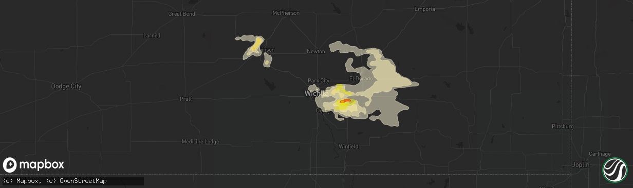 Hail map in Wichita, KS on May 14, 2020