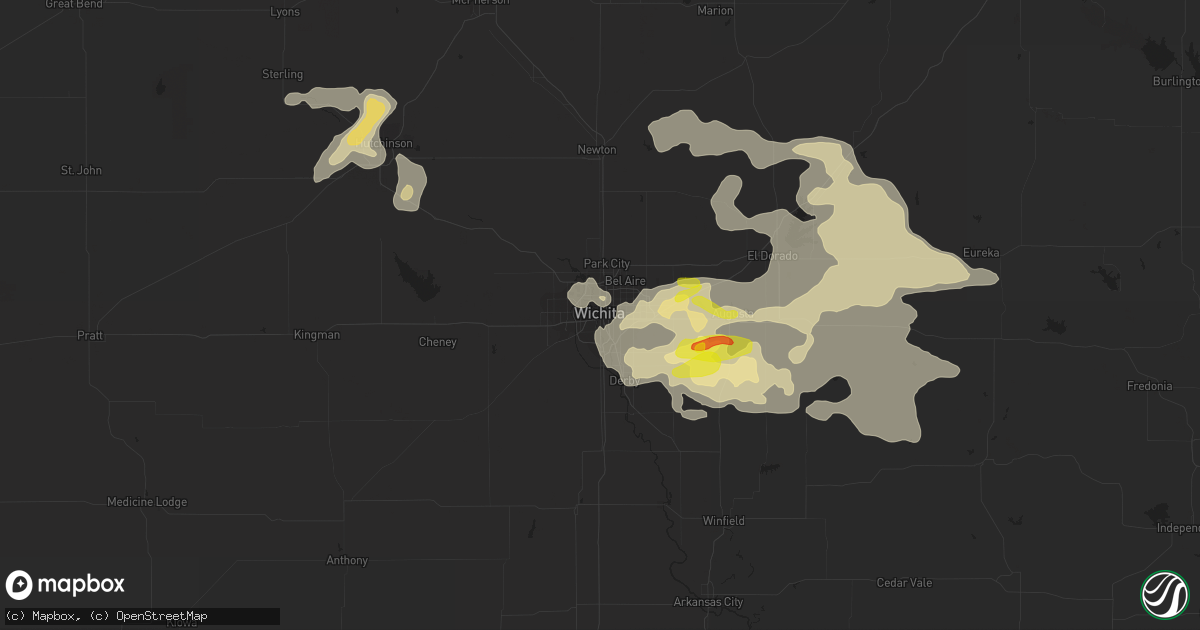 Hail map in Wichita, KS on May 14, 2020