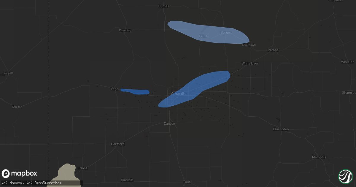Hail map in Amarillo, TX on May 14, 2021