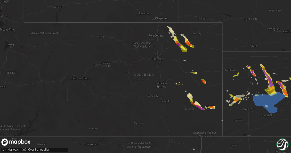Hail map in Colorado on May 14, 2021