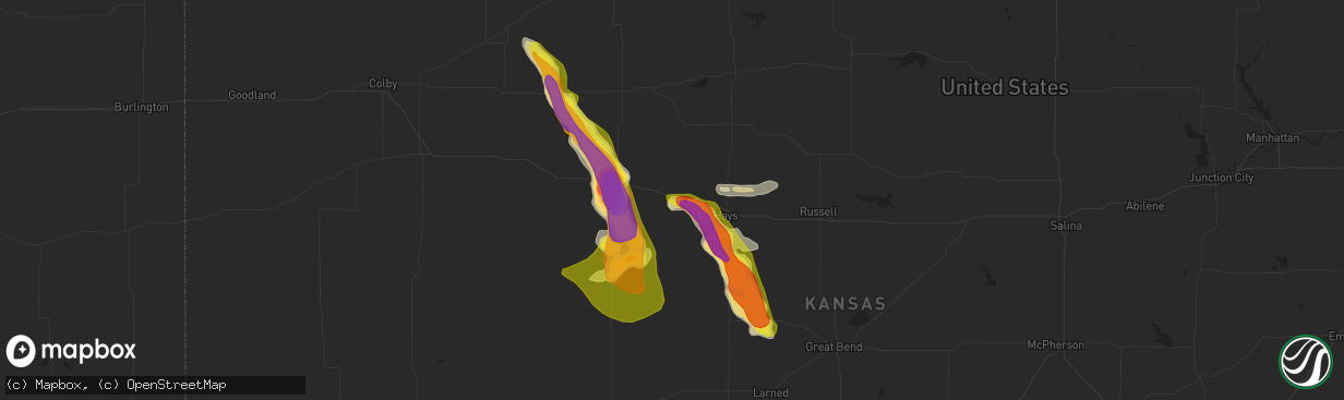 Hail map in Ellis, KS on May 14, 2021