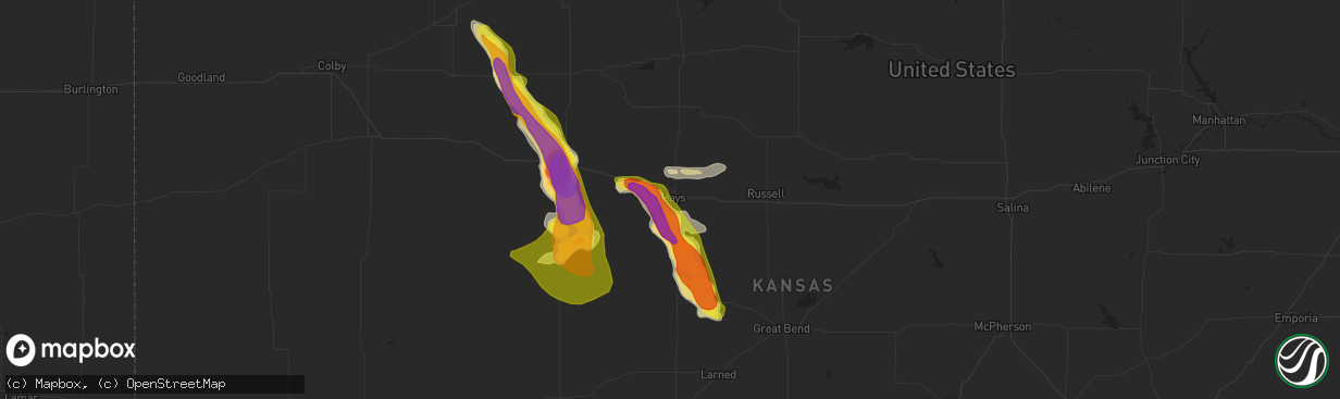 Hail map in Hays, KS on May 14, 2021