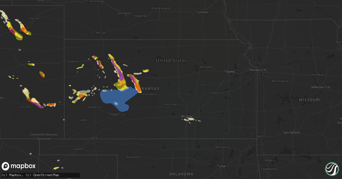 Hail map in Kansas on May 14, 2021