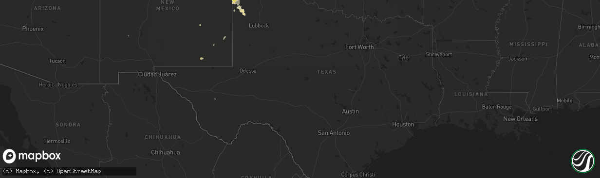 Hail map in Texas on May 14, 2021