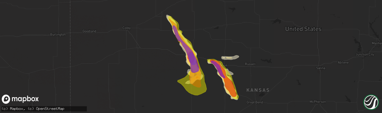 Hail map in Wakeeney, KS on May 14, 2021