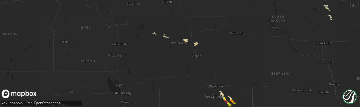 Hail map in Wyoming on May 14, 2021