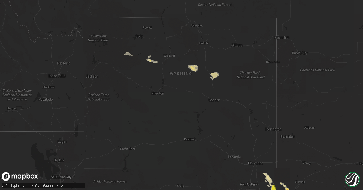 Hail map in Wyoming on May 14, 2021