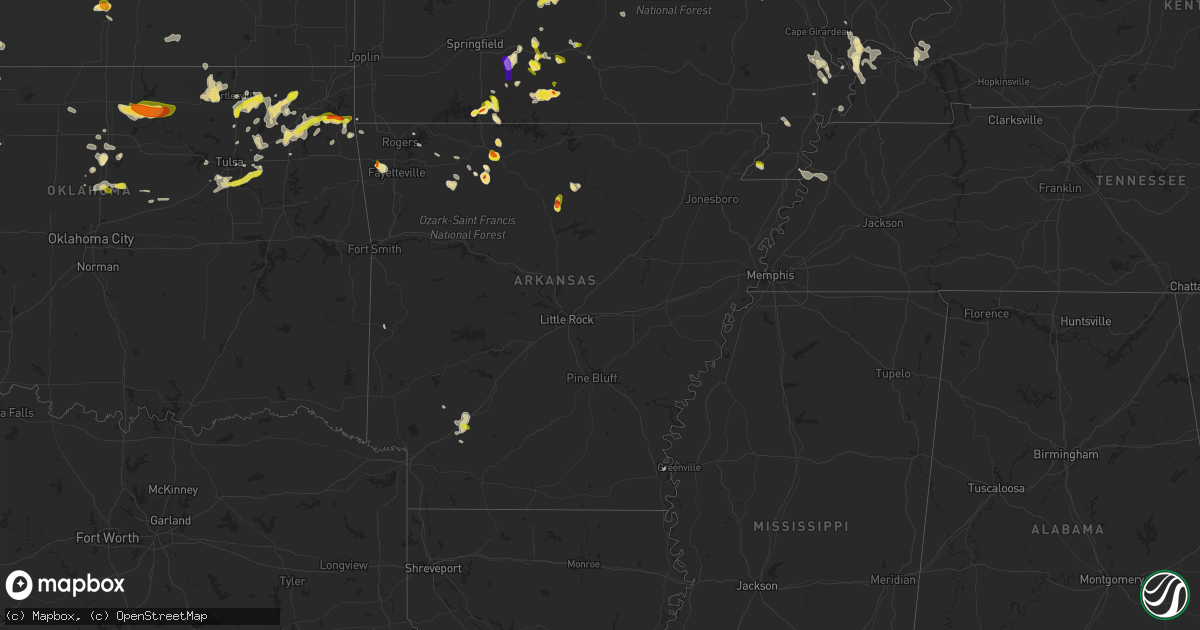 Hail map in Arkansas on May 14, 2022