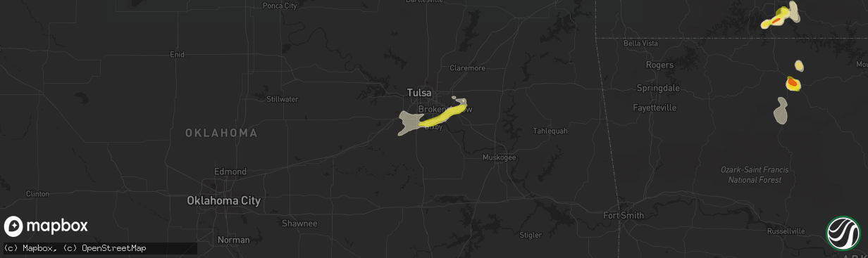 Hail map in Bixby, OK on May 14, 2022