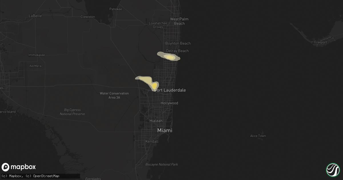 Hail map in Fort Lauderdale, FL on May 14, 2022
