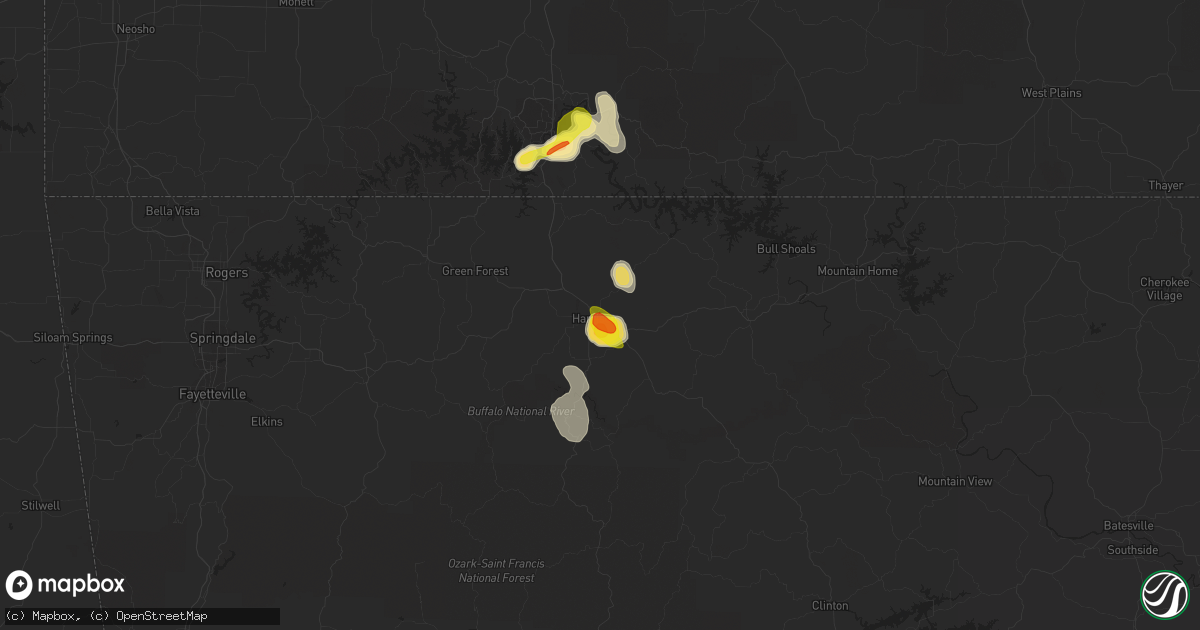 Hail map in Harrison, AR on May 14, 2022