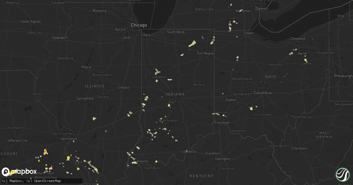 Hail map in Indiana on May 14, 2022