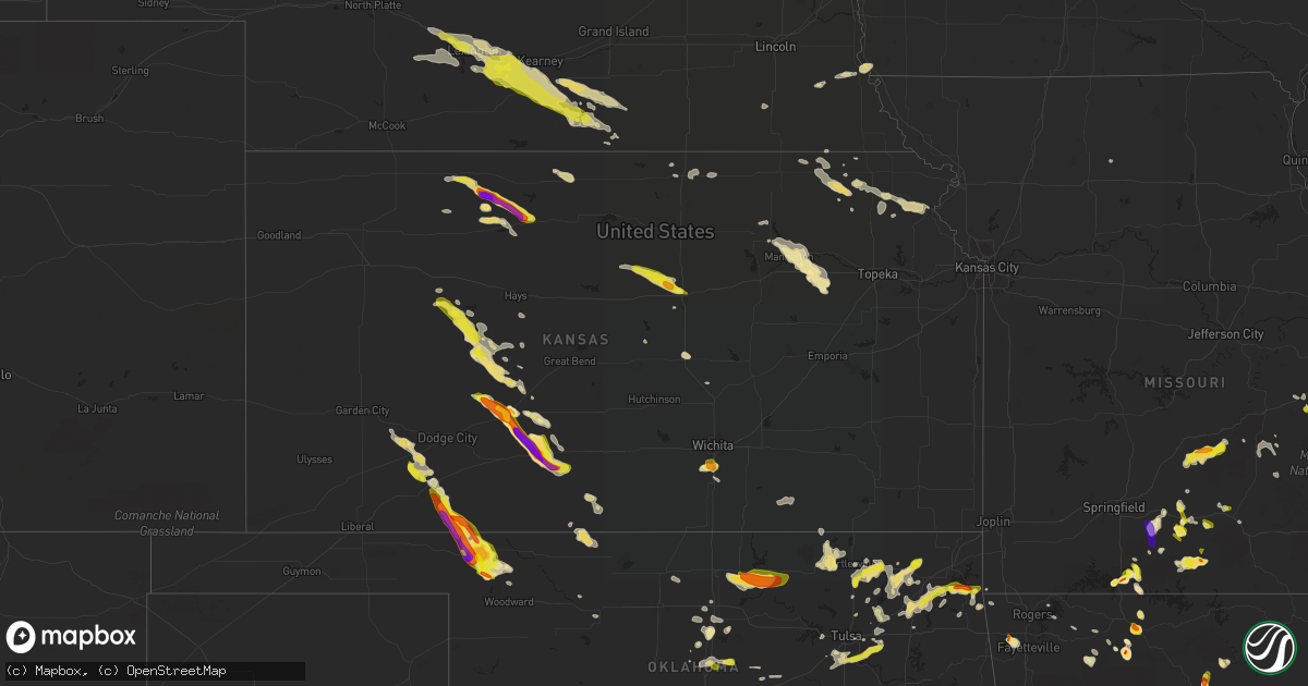 Hail map in Kansas on May 14, 2022