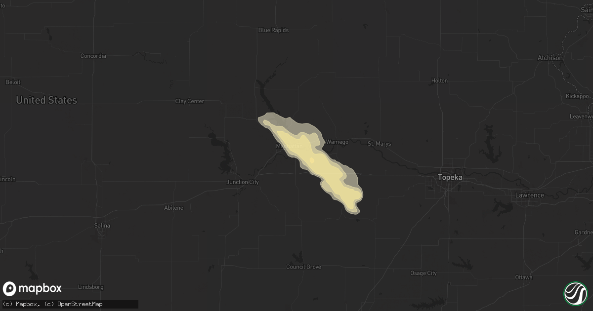 Hail map in Manhattan, KS on May 14, 2022