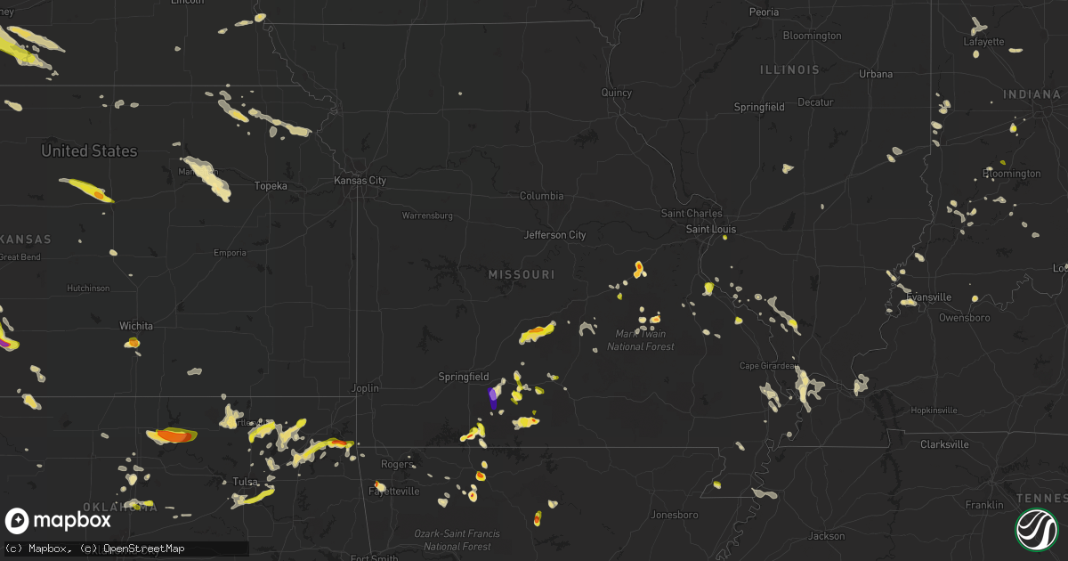 Hail map in Missouri on May 14, 2022