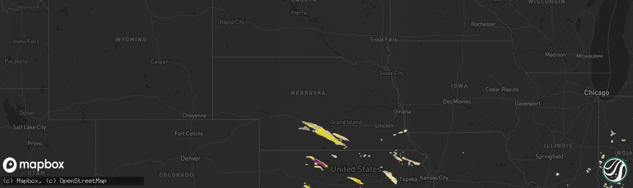 Hail map in Nebraska on May 14, 2022