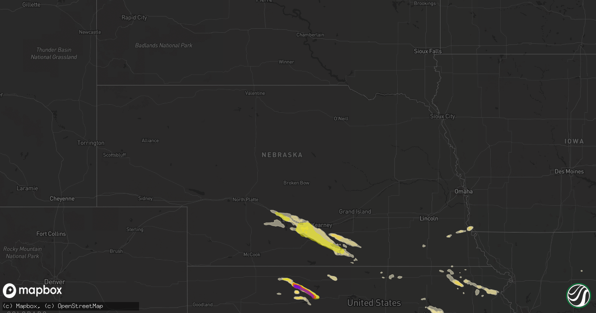 Hail map in Nebraska on May 14, 2022
