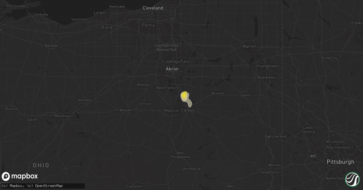 Hail map in North Canton, OH on May 14, 2022