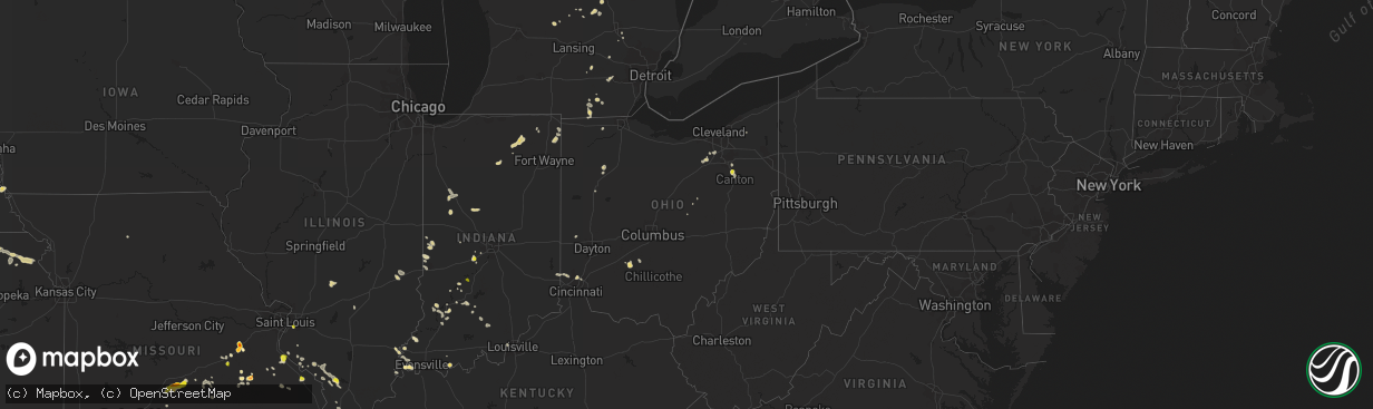Hail map in Ohio on May 14, 2022