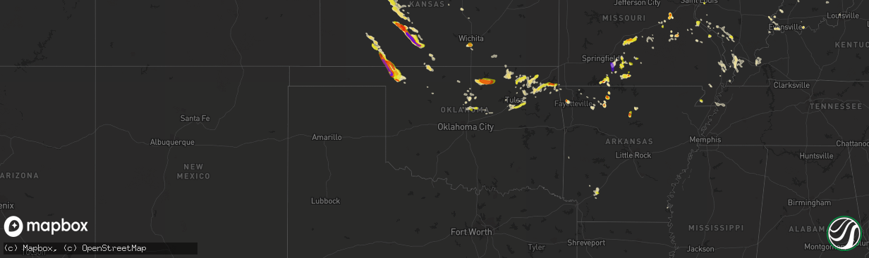 Hail map in Oklahoma on May 14, 2022