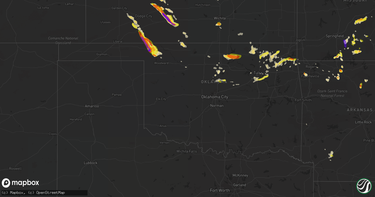 Hail map in Oklahoma on May 14, 2022