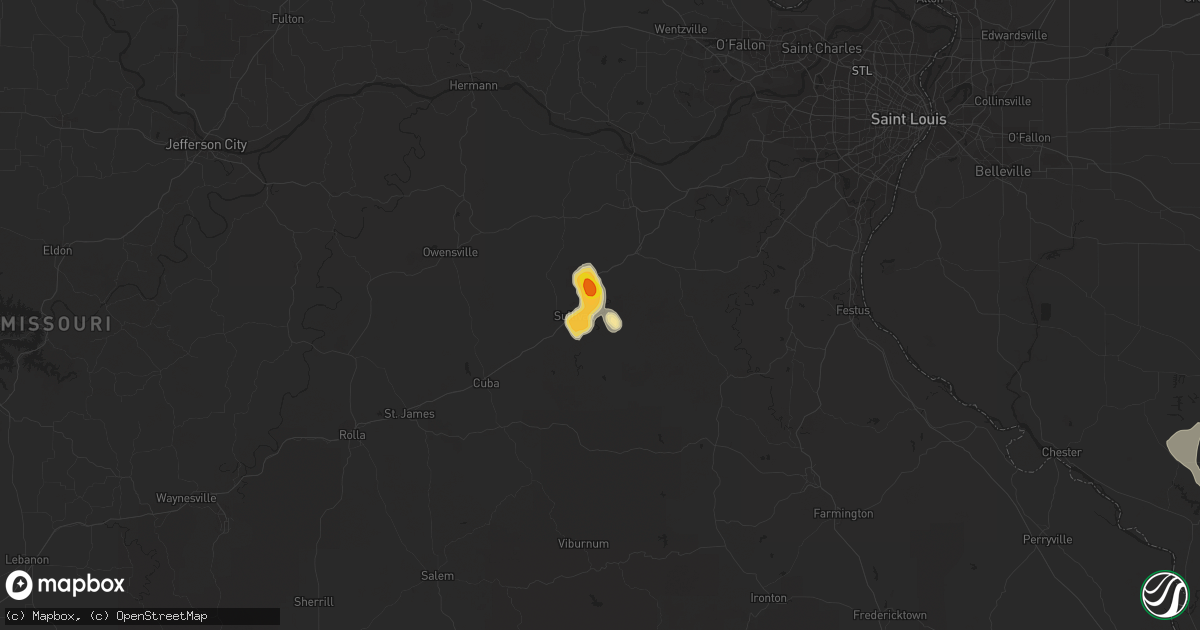 Hail map in Sullivan, MO on May 14, 2022